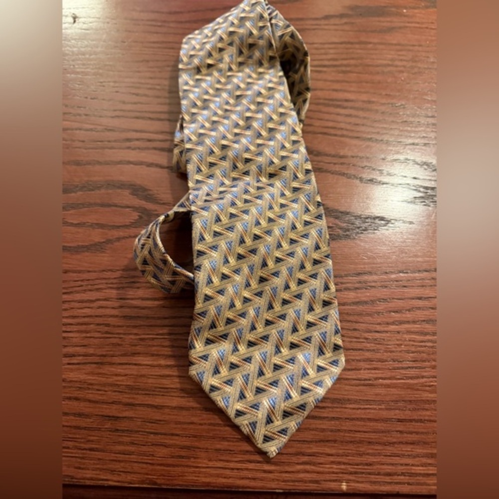 Luciano Gatti Geometric Patterned Tie - Gold and Blue